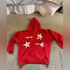 Red hoodie with design